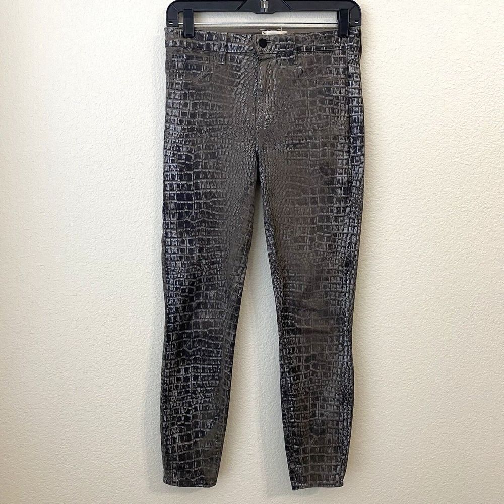L’agence Pants Womens Sz 28 Margot Skinny High Rise Croc Animal Print Brown